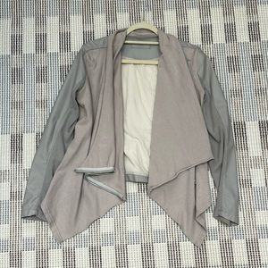 Blank NYC tan leather draping jacket